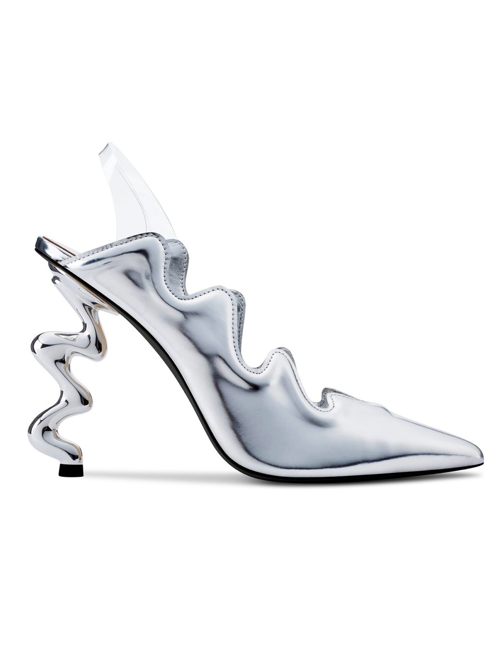 IAMJENNIFERLE New Sculpted Silver High Heel Slingback 6